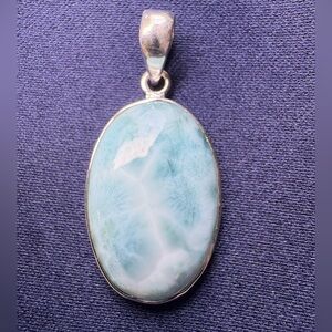 Pendant*Genuine Larimar Sterling Silver 925 setting Healing Stone